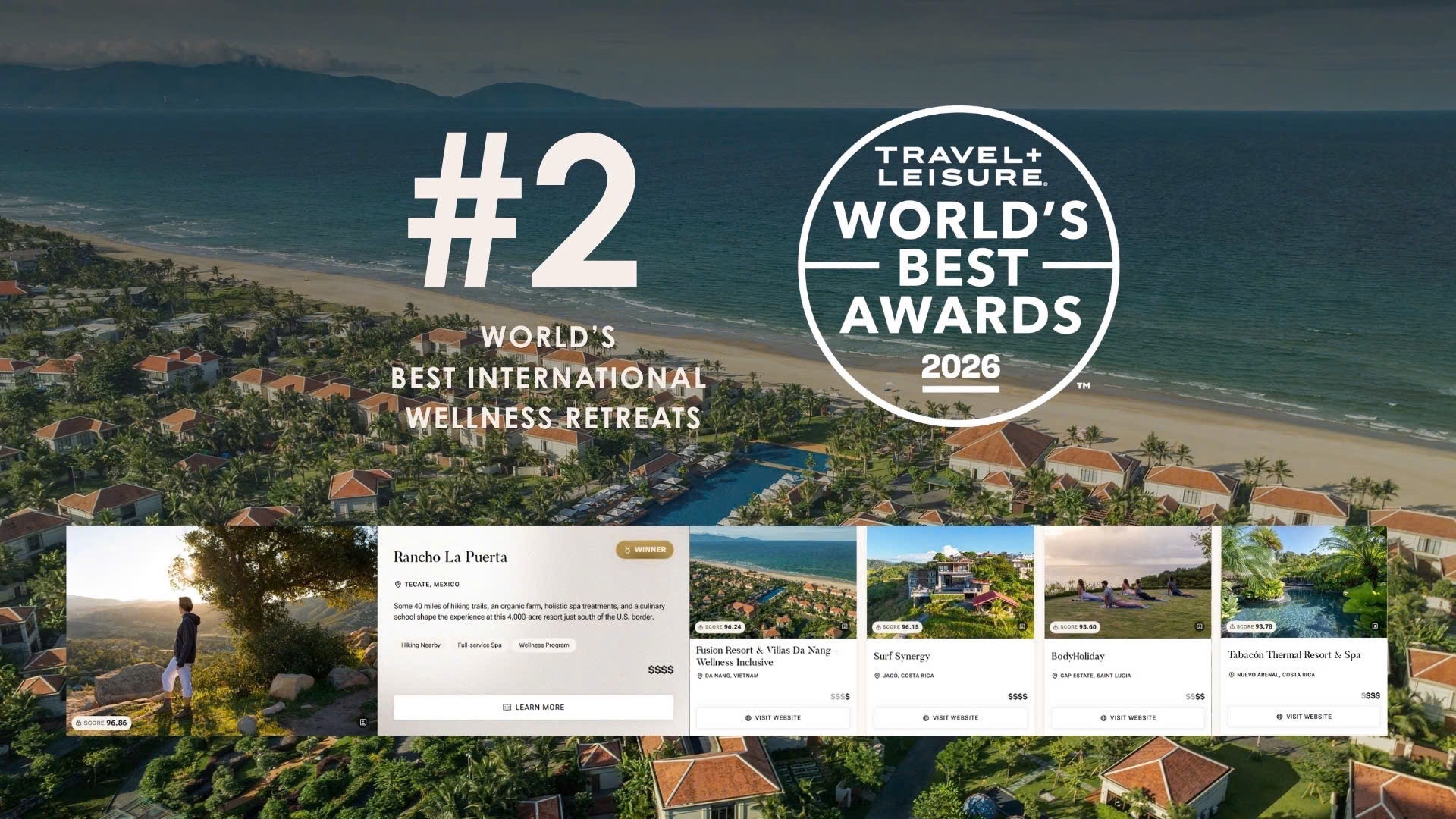 FUSION RESORT & VILLAS ĐÀ NẴNG VỪA ĐƯỢC VINH DANH LÀ KHU NGHỈ DƯỠNG CHĂM SÓC SỨC KHỎE SỐ 1 VIỆT NAM, Á QUÂN THẾ GIỚI